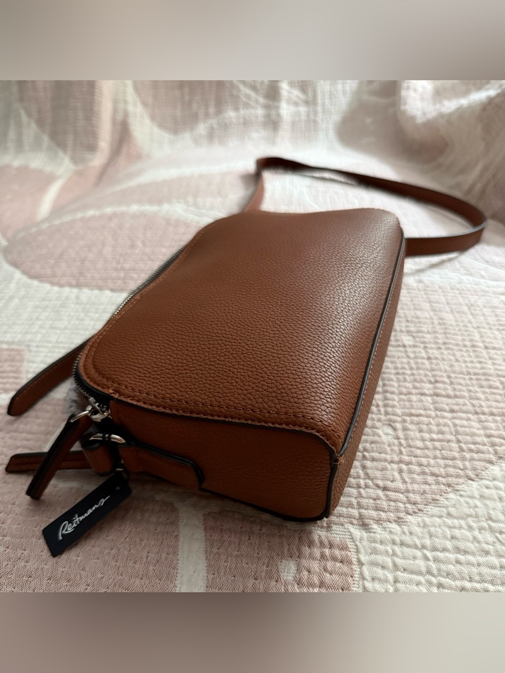 NWT RUSTY-BROWN DOUBLE-ZIPPERED CROSS-BODY PURSE - Picture 6 of 14